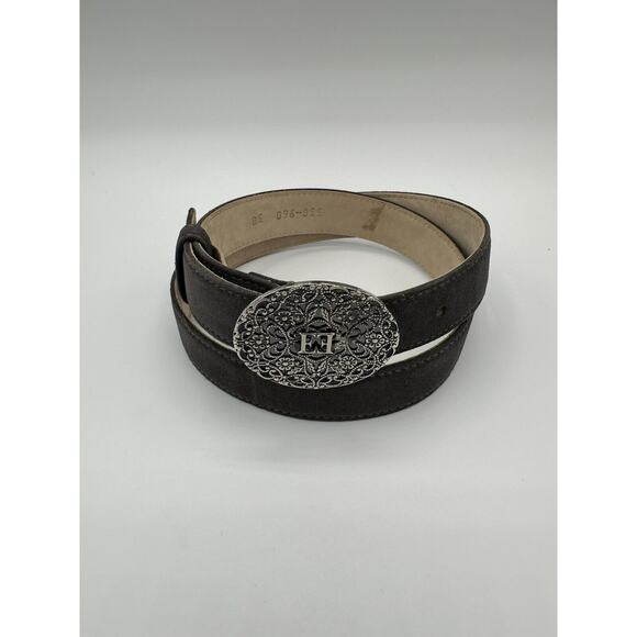 Vintage Escada Dark Gray Suede Belt with Silver Buckle